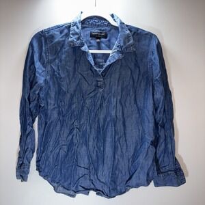 Banana Republic Chambray Popover Shirt Size Petite Small Modern Sophisticated